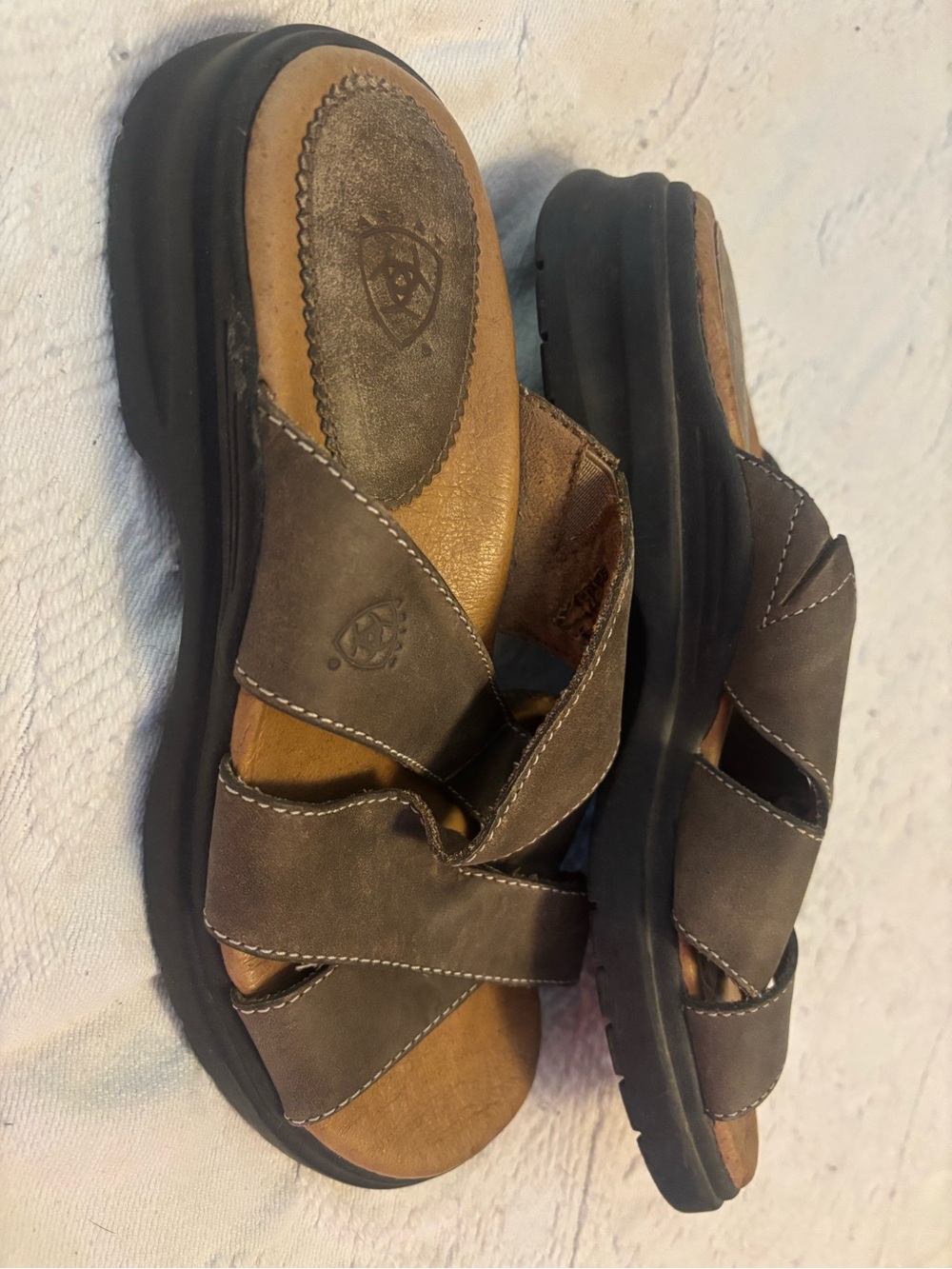 Ariat Brown Leather Slide Sandals